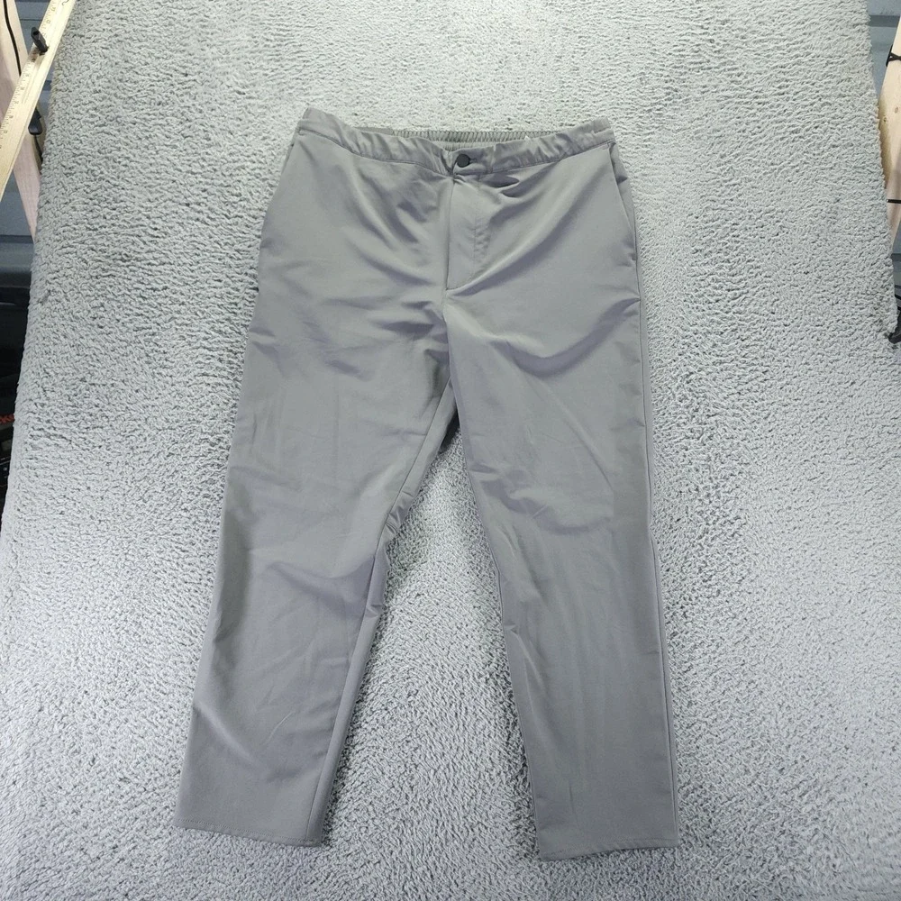 Banana Republic Pant Mens 38x28 Gray Polyester Golf Tapered Slim Sports Stretch
